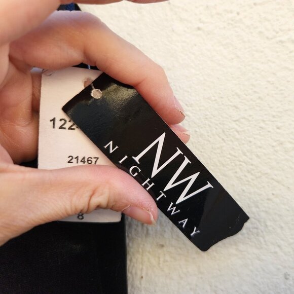 5/$100 SALE - Nightway Plunging Illusion Velvet Gown - Picture 7 of 8